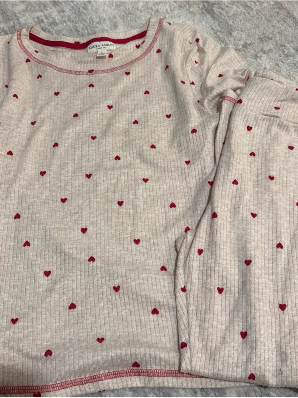 Laura Ashley Cream & Red Heart Pajama Set
